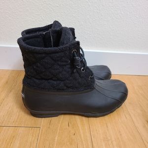 Sperry Womens Black Waterproof Duck Boots Size 7 M